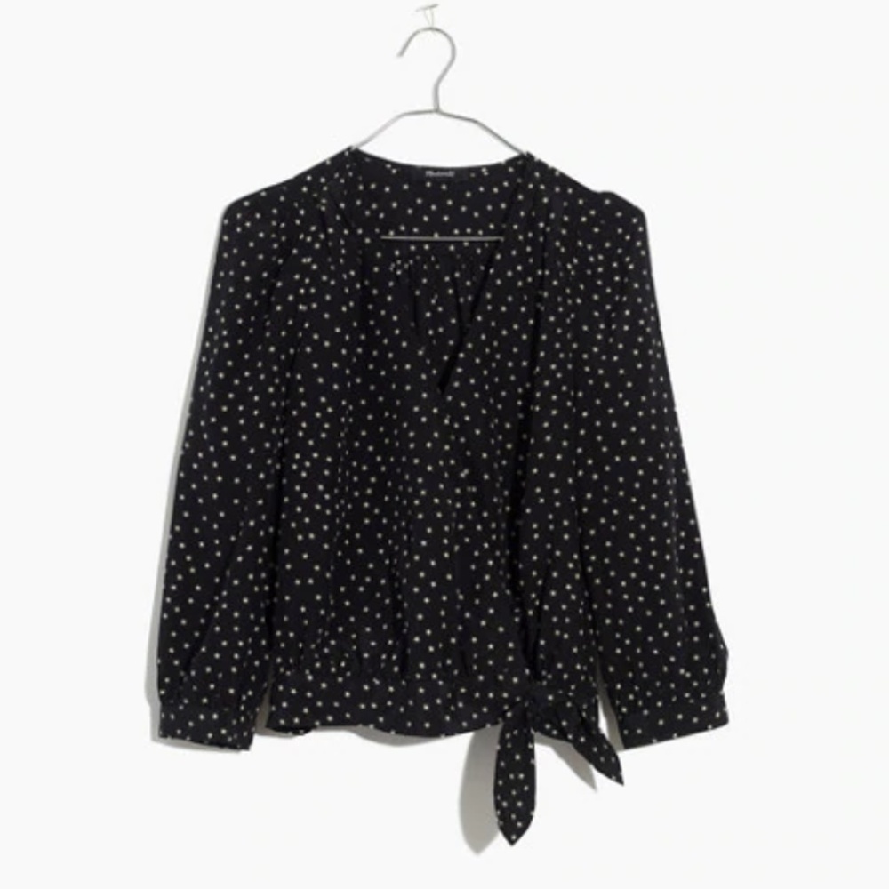 Madewell Silk Wrap Top in Star Scatter